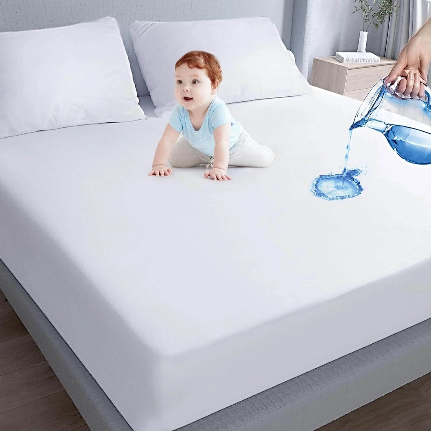 Queen Size Mattress Protector Waterproof,Mattress Cover Protector, Smooth Top 07FC0E-D4 - KOEEK