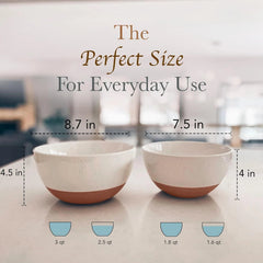 Ceramic Large Mixing Bowls Set of 2 Nesting Bowls Extra Large 2.5 and 1.6 Quart 07FC0E-D4 - KOEEK