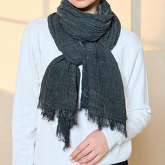 Solid Colors Cotton Scarves Shawls Wrap Men Unisex Wrinkle Large Scarf 200*100cm 07FC0E-D4 - KOEEK
