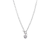 925 Sterling Silver Vintage Cable Chain Heart Pendant Trendy Stylish Necklace 07FC0E-D4 - KOEEK