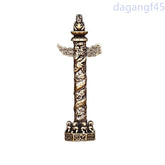 7.1cm Chinese Brass Zhonghua Column Ornament Carve Dragon Household Handicraft 07FC0E-D4 - KOEEK