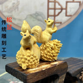 7cm Boxwood Carved Pair of Wealth Hand Pieces Home Décor Chinese Style Gift 07FC0E-D4 - KOEEK