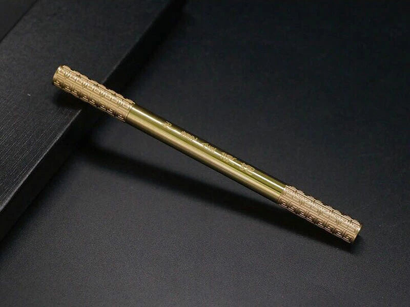 EDC Handmade Retro Solid Brass Golden Cudgel Style Ballpoint Pen Signature Pen 07FC0E-D4 - KOEEK
