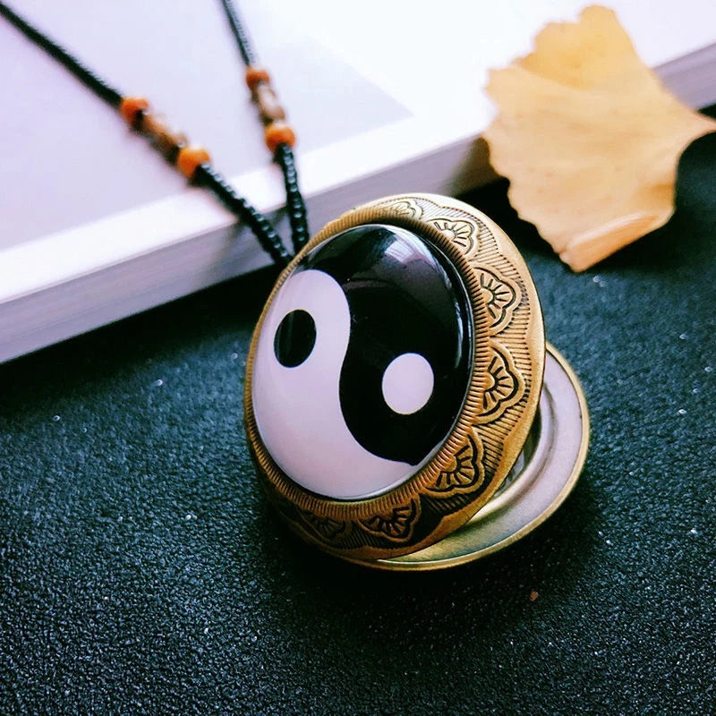 Yin Yang Pendant Necklace Hollow Chinese Taoist Amulet Unisex Large Locket Charm 07FC0E-D4 - KOEEK