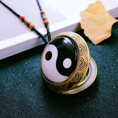 Yin Yang Pendant Necklace Hollow Chinese Taoist Amulet Unisex Large Locket Charm 07FC0E-D4 - KOEEK