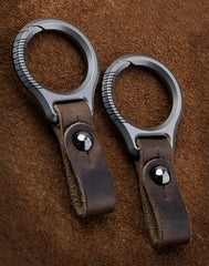 EDC Titanium Alloy + Leather Keychain Portable Removable Key Ring Pendant Tool EDC - KOEEK
