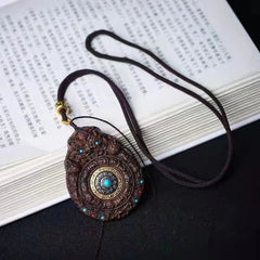 Agarwood Chinese Zodiac Guardian Amulet Pendant Peace Buckle Lion Car Hanging 07FC0E-D4 - KOEEK