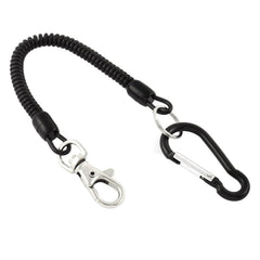 Black Spiral Fishing Lanyard- Retractable Spring Keychain Rope with Carabiner 07FC0E-D4 - KOEEK