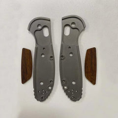 Titanium Alloy inlaid with Wood Handle Scale For Benchmade Griptilian 555/556 07FC0E-D4 - KOEEK