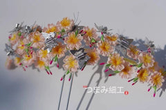 Handwork Japanese Sakura Kanzashi Hairpin Silk Hair Stick Kimono Hair Accessorie 07FC0E-D4 - KOEEK