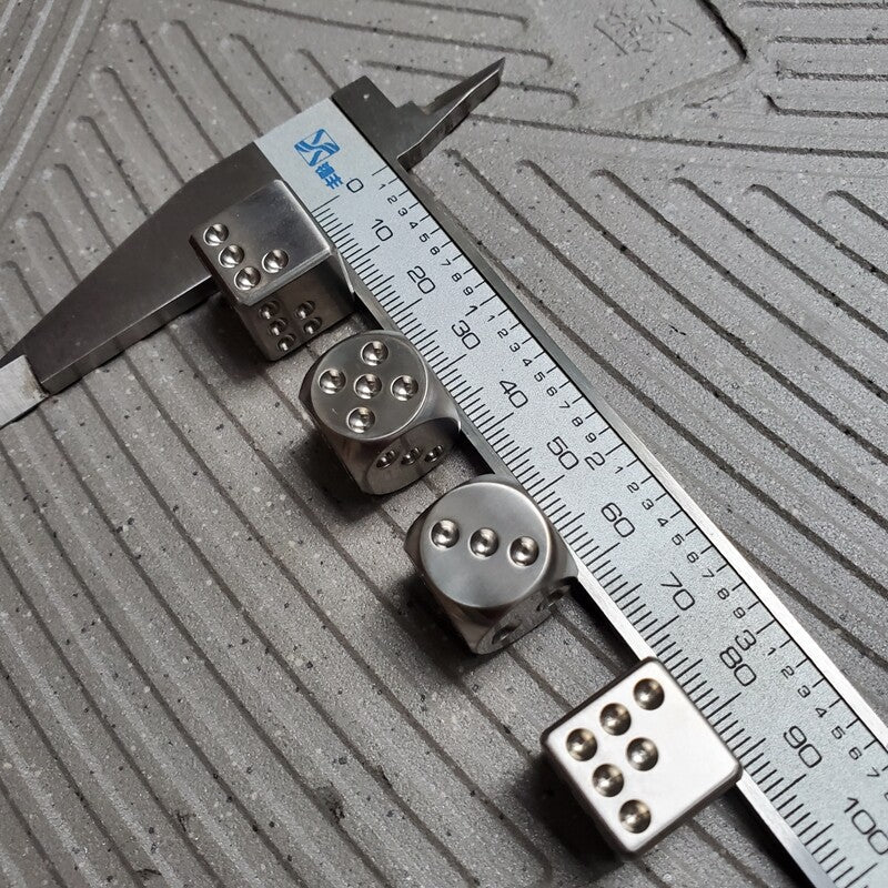 Solid TC4 Titanium Dice 14mm 0.55 Inch 6 Sided Ice Cube EDC Toy Necklace Pendant 07FC0E-D4 - KOEEK