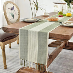 Linen Table Runner, Farmhouse Macrame Table Runners 72 Inches Long Dining Table 07FC0E-D4 - KOEEK