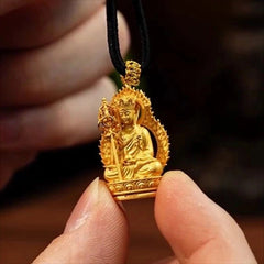 Small Portable Gold Buddha Pendant Brass Namo Ksitigarbha Bodhisattva 07FC0E-D4 - KOEEK