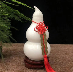 Ornament Decoration Handicrafts Traditional Natural White Jade Covered Gourd 07FC0E-D4 - KOEEK