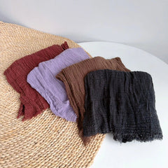 Unisex Cotton Wrinkled Scarf Solid Color Autumn Neckerchief Shawl Wrap Bandana 07FC0E-D4 - KOEEK