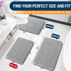 Bathroom Rugs 30x20, Extra Soft Absorbent Chenille Bath Rugs, Rubber Backing 07FC0E-D4 - KOEEK