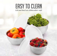 Set of 3 stainless steel nesting bowls with lids 07FC0E-D4 - KOEEK