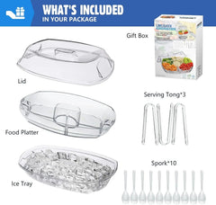 Chilled Vegetable Tray, 15-inch Clear Party Platter with 4 Compartments 07FC0E-D4 - KOEEK