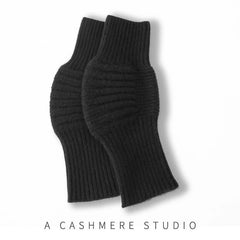 Unisex Mens Winter Cashmere Khaki Knitted Knee Warmers Protection Pads 07FC0E-D4 - KOEEK