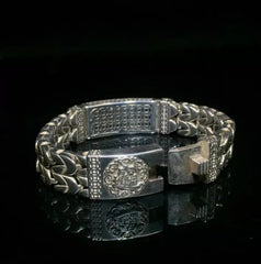 Men's 925 Silver - plating Bracelet. Length 8.6 inches Gift 07FC0E-D4 - KOEEK