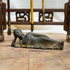 17.5cm Resin Reclining Buddha Sakyamuni Buddhism Natural Rust Desktop Ornament 07FC0E-D4 - KOEEK