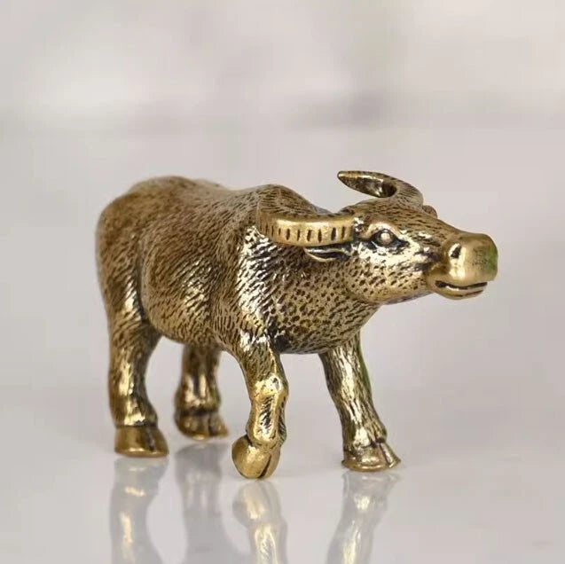 EDC Brass Buffalo Figurine Desktop Decoration Small Statue Animal Figurines Toys EDC - KOEEK