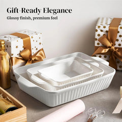 Oven Casserole, Baking Pan Set, Ceramic Bakeware 3-Piece Set 07FC0E-D4 - KOEEK