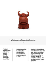 6.8cm Exquisitely Yixing Purple Clay Hand-carved Cow Tea Pet Tea Statue Ornament 07FC0E-D4 - KOEEK