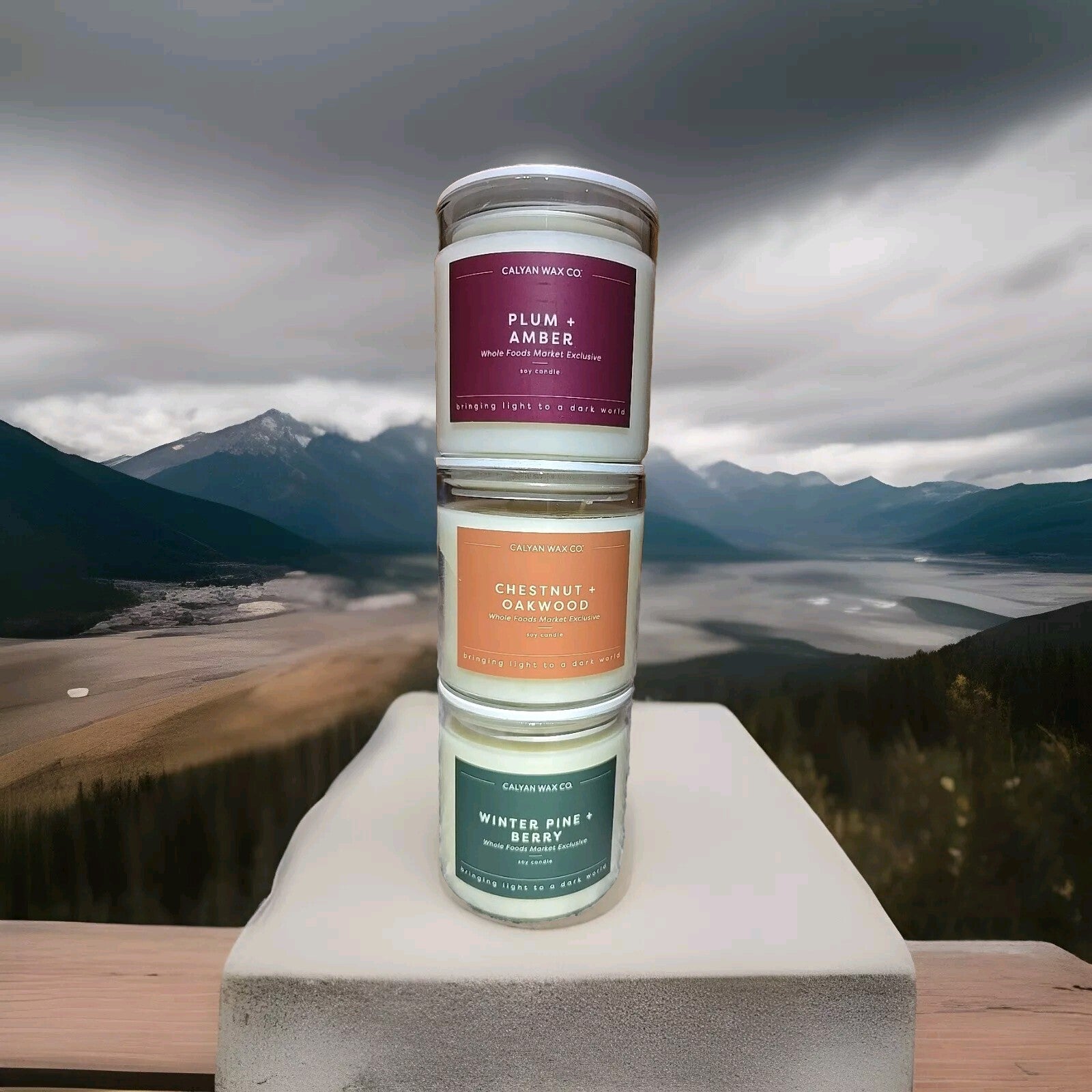 (3) Calyan Wax Co Whole Foods Exclusive Candles Winter Pine Plum Chestnut 8.8oz 07FC0E-D4 - KOEEK