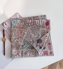 70% Cashmere 30% Silk Bandana 65X65cm Scarf Shawl floral Print Neckerchief wrap 07FC0E-D4 - KOEEK