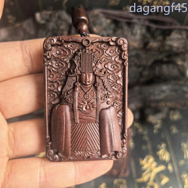 Natural Jujube Wood Taoist Auspicious Heavenly Mother Mazu Fengshui Pendants 07FC0E-D4 - KOEEK