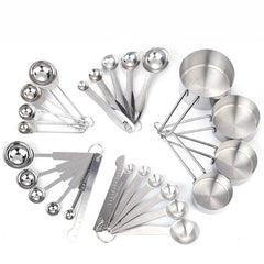 Durable Stainless Steel Measurement Cup and Spoon Set for Accurate Baking 07FC0E-D4 - KOEEK