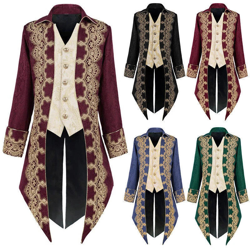 Medieval Mens Vintage Jacquard Jacke Gothic Coat Uniform Cosplay Costume Tuxedo 07FC0E-D4 - KOEEK