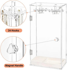 Necklace holder, acrylic jewelry storage box, equipped with 24 hooks 07FC0E-D4 - KOEEK
