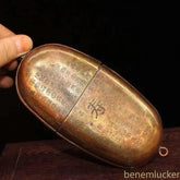 15cm Exquisitely Chinese Retro Copper Handcarved Fushou Glasses Case Collection 07FC0E-D4 - KOEEK