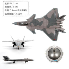 Chinese J-20S Stealth Fighter Airplane 1/72 Diecast Model Deluxe Edition w/ Base 07FC0E-D4 - KOEEK