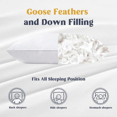Goose Feather and Down White Pillows, Soft Cotton Cover, Set of 2 07FC0E-D4 - KOEEK