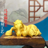 Boxwood Carved Zodiac Horse Pen Holder Desk Décor Home Office Gift Chinese Style 07FC0E-D4 - KOEEK