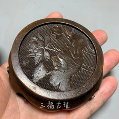 8cm Chinese Retro Copper Base Tea Saucer Handicraft Desktop Ornament 07FC0E-D4 - KOEEK