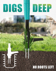 39" Weed Pulling Tool, 3-Claw Detachable Weed Puller Tool with Long Handle 07FC0E-D4 - KOEEK