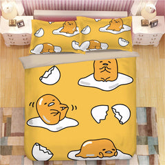 Gudetama Bedding Bed Sheet Duvet Cover Pillowcase Cute Anime Bedding Set 3/4 PCS 07FC0E-D4 - KOEEK