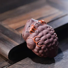 Yixing Purple Clay Tea Pet Golden Toad Animal Statue Handmade TeaSet Decor 07FC0E-D4 - KOEEK