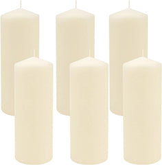 80 Hour Long Burn Unscented Pillar Candle, 3x8, Ivory, Pack of 6 07FC0E-D4 - KOEEK