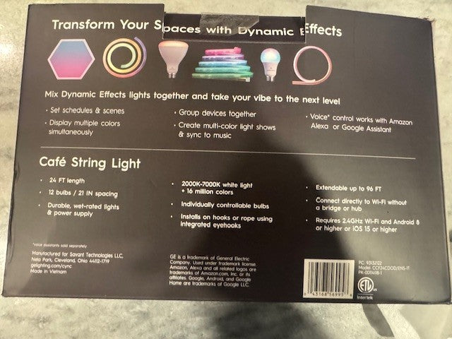 Cync GE Dynamic Effects Smart Cafe Lights Color Changing Patio String Lights GE - KOEEK