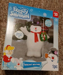 Frosty The Snowman Greeter w/ Xmas Gift Inflatable Airblown Gemmy 3.5ft Light Up GEMMY - KOEEK