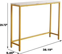 Entryway Dresser,Faux Marble MDF SofaTable withGold Border (Single,White Marble) 07FC0E-D4 - KOEEK