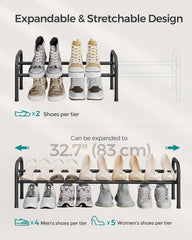 Expandable shoe rack, 1-tier shoe rack shelf, adjustable shoe rack 07FC0E-D4 - KOEEK