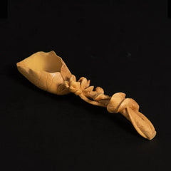 Elegant Lotus Leaf Tea Spoon - Solid Wood Carving Handicraft Tea Shovel 07FC0E-D4 - KOEEK