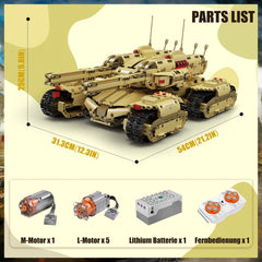 new Mould King 20011 Remote Control Mammoth Tank Military Model Building Block Toy MOULD KING - KOEEK