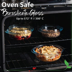 Casserole dish set, set of 3 casserole dishes with lids, round glass cookware 07FC0E-D4 - KOEEK